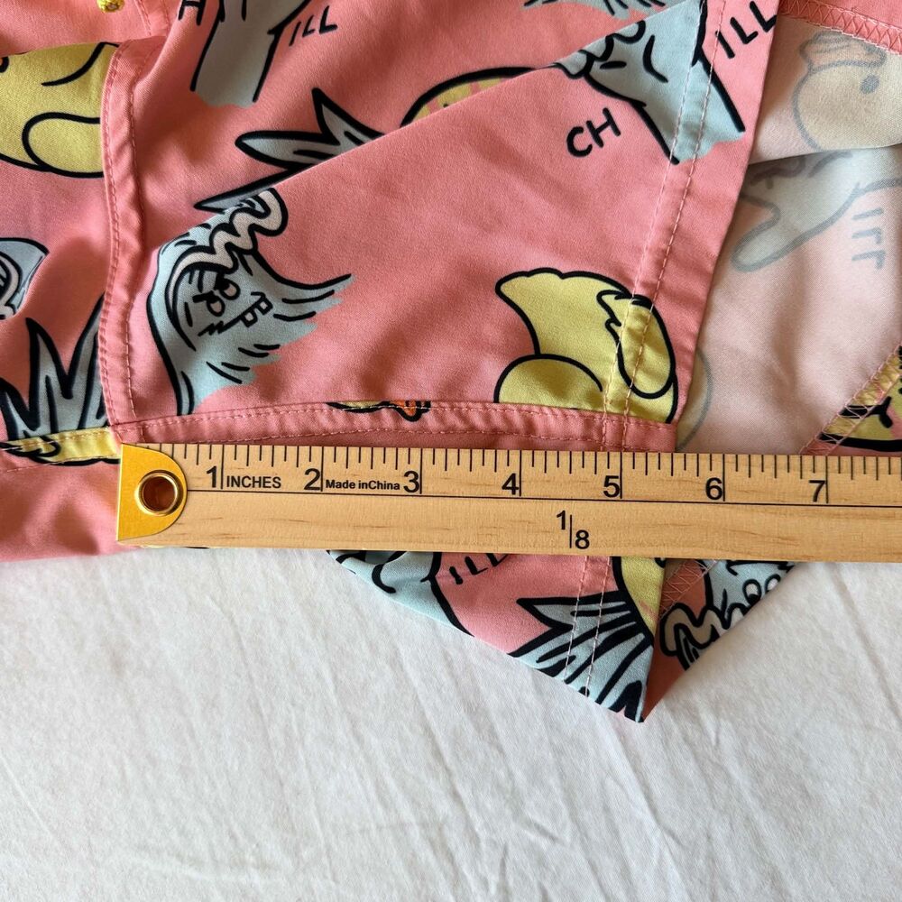 Neff Pink Novelty Print Swim Trunks Duck Pineapple No Work All Play Mens Large - Picture 7 of 11